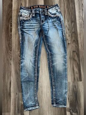 Miss Me Blue Washed Skinny Jeans with Contrast Stitching